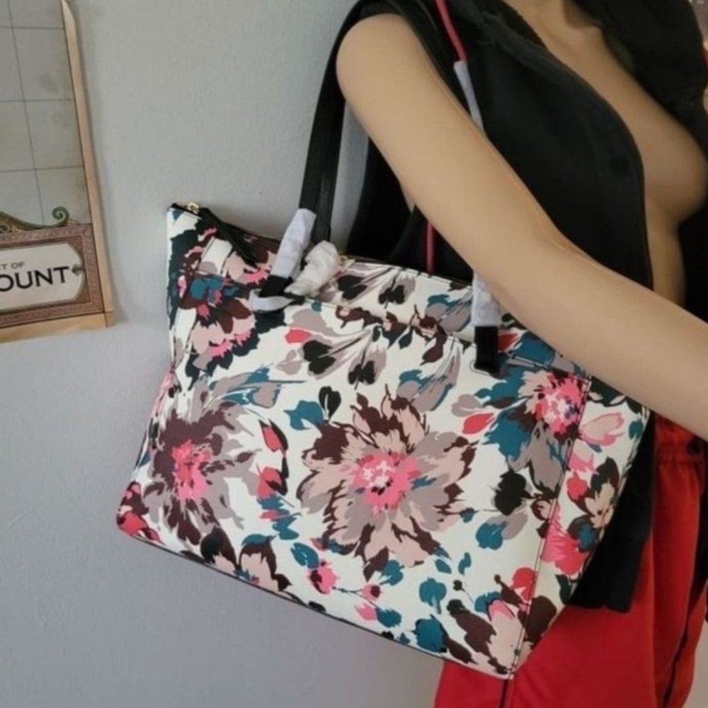 Fossil Floral Tote Bag - Pink, Blue, Black